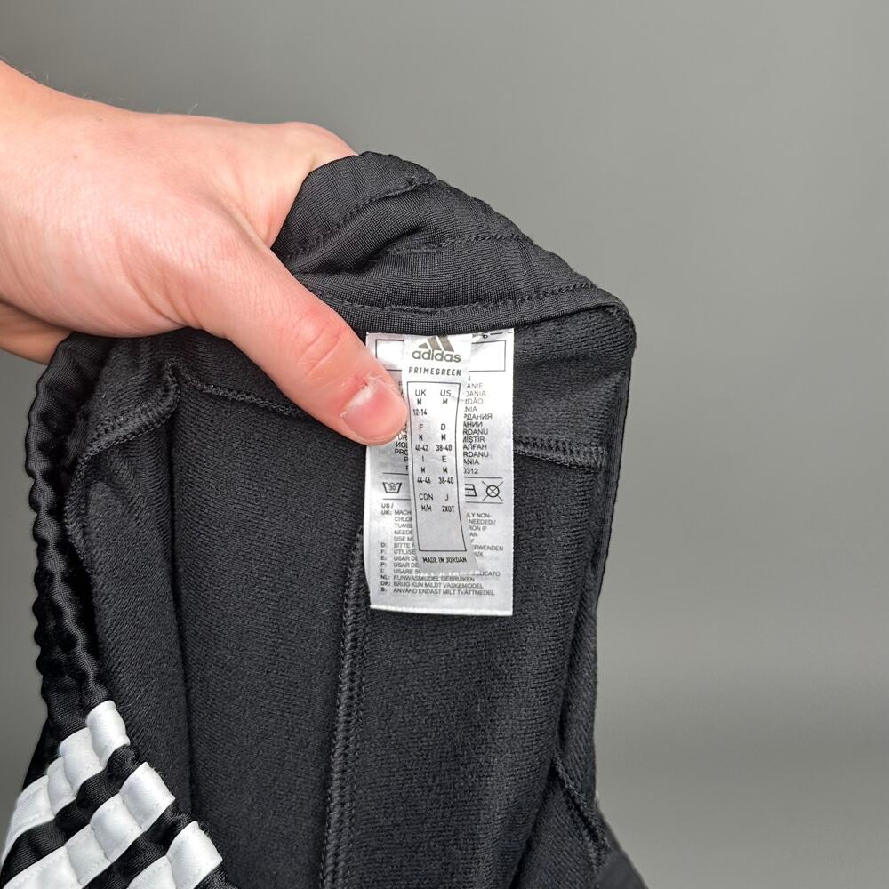 Vintage Y2K Adidas Sweatpants Mens M Slim Fit Black White Polyester Joggers - Picture 4 of 4